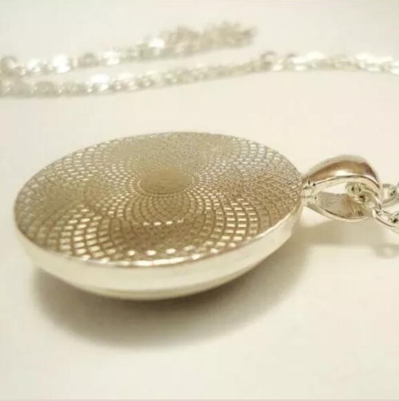 New Triple Moon Silver Glass Cabochon Necklace. - Picture 3 of 3